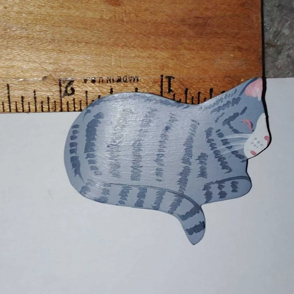 Handmade Striped Gray Cat Brooch